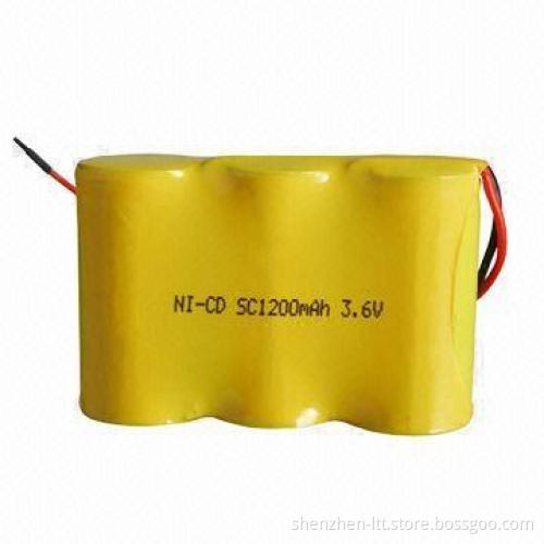 NiCd SC1,200mAh Rechargeable Battery Pack with 3.6V Voltage